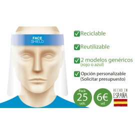 Viseras protección facial - Antivaho - 25 uds